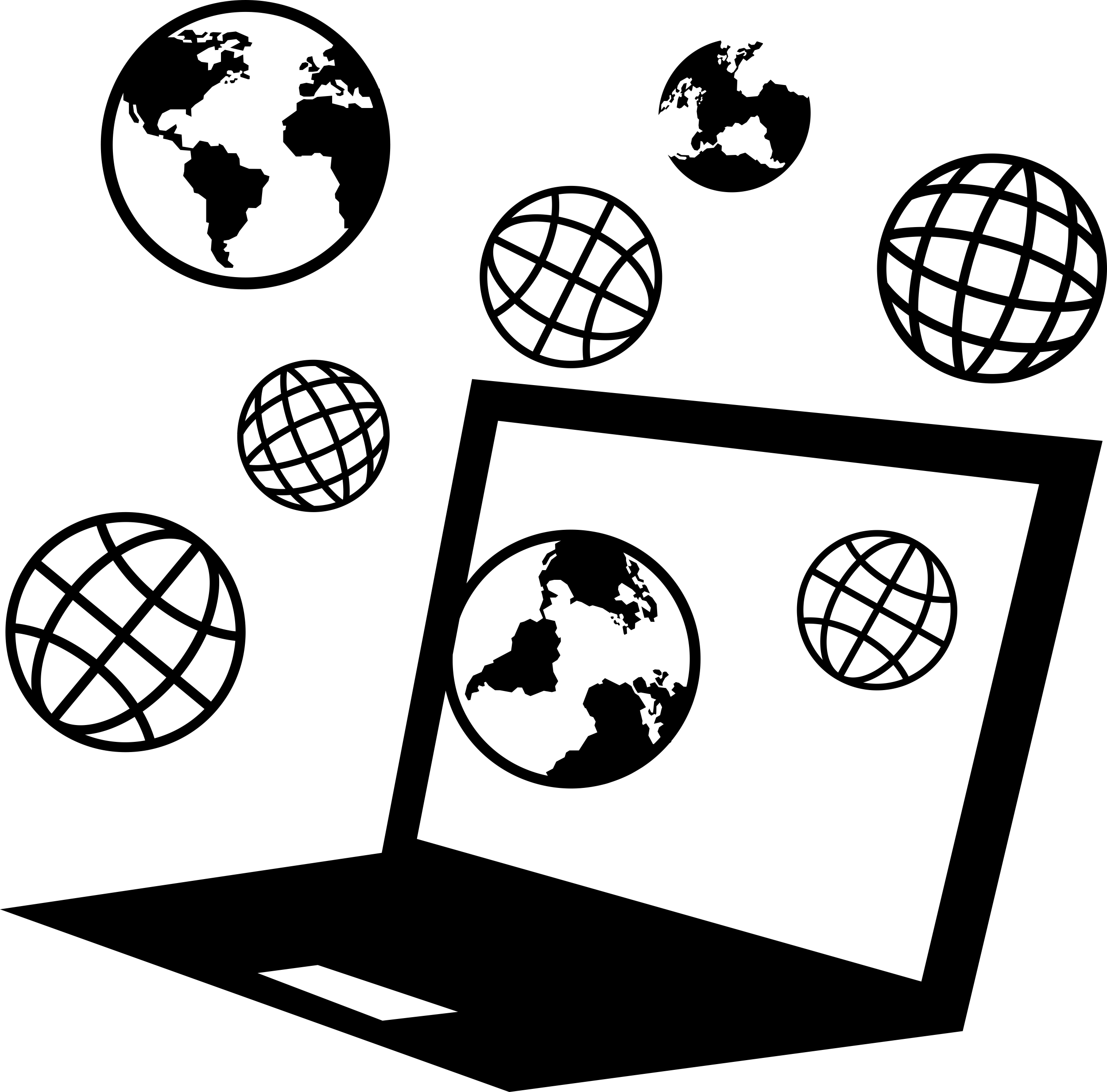 Computer And Earth Spheres Stencil Svg Vector Free Vectors